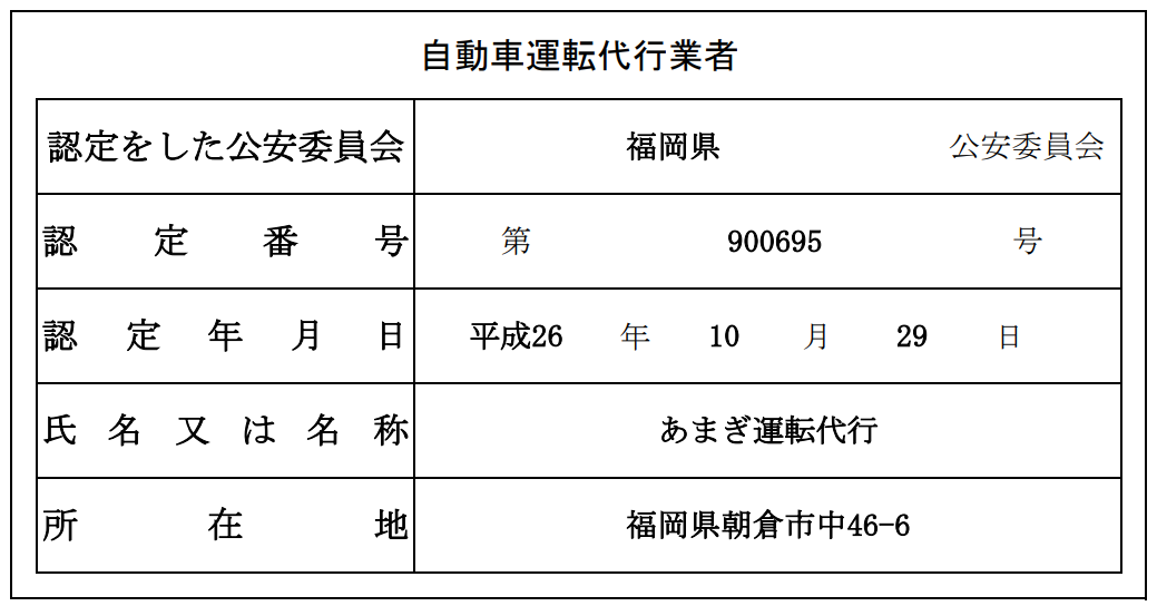 自動車運転代行業者標識